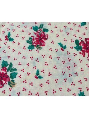 Christmas Cotton Fabric Red Poinsettias Holly 15" x 42" Quilting Sewing